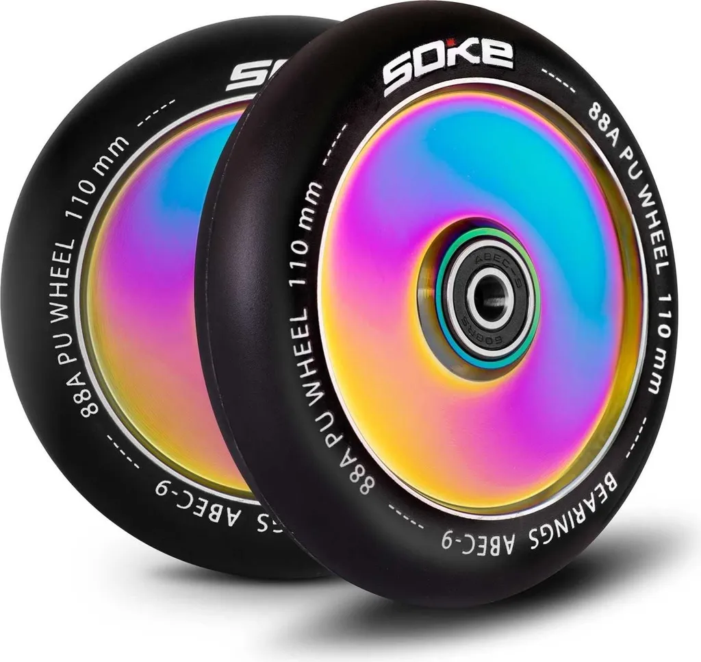 Roues 110mm Rainbow Solides - 2 Roues Trottinette avec Roulements