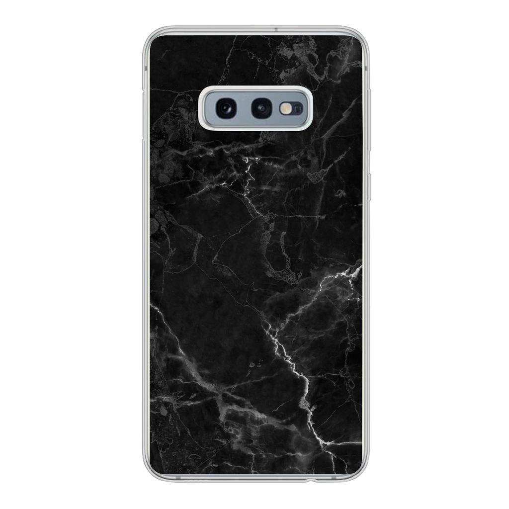 MuchoWow Handyhülle Schutzhülle Hülle für Samsung Galaxy S10e Marmor - Schwarz - Weiß - Textur - Marmoroptik Silikon Softcase Handy Hülle -...