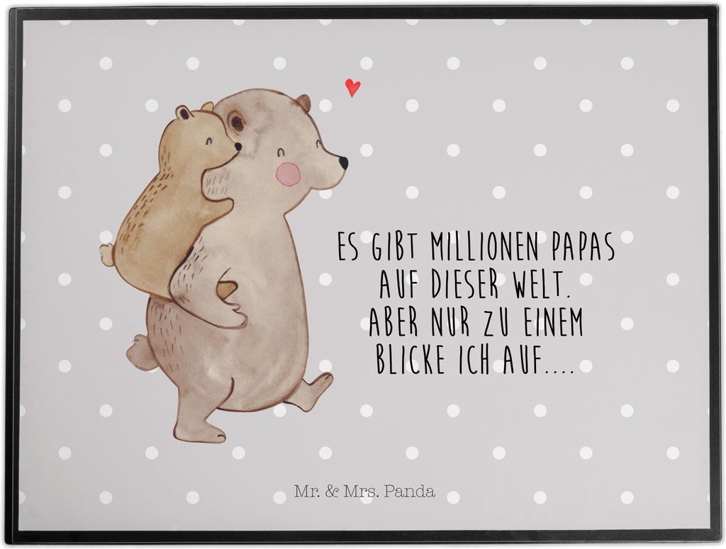 Mr. & Mrs. Panda schreibtischunterlage Papa Bär - Grau Pastell - Geschenk, Unterlage Schreibtisch, Geburtstag, schreibtischunterlagen, Schreibunte...