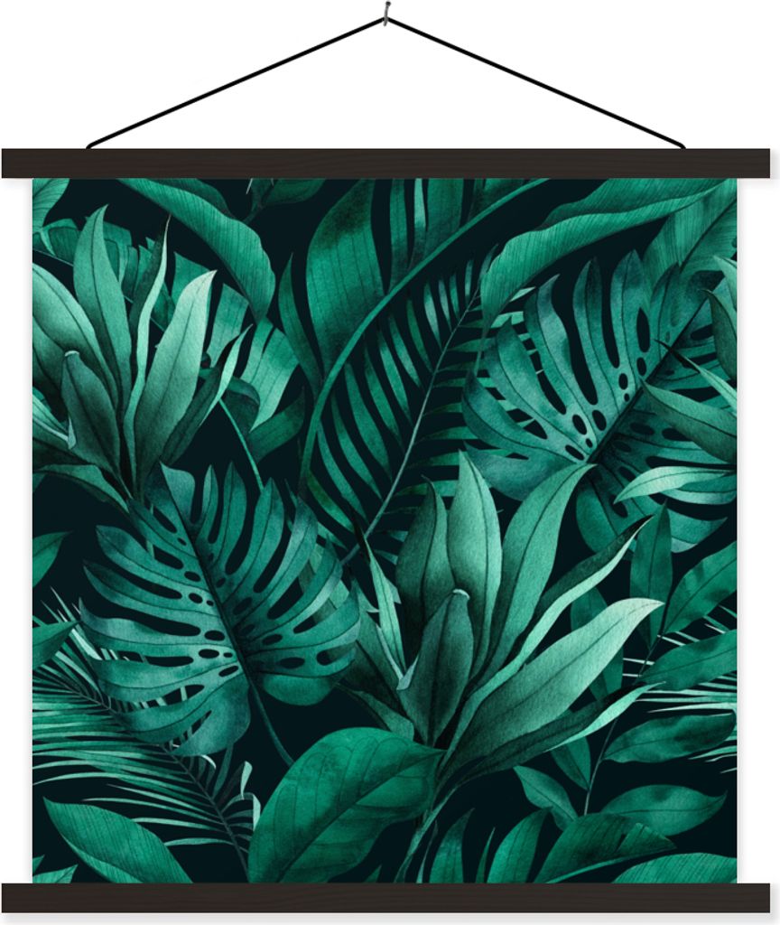 MuchoWow Textilposter Dschungel - Pflanzen - Blatt - Junge - Mädchen - Kind 40x40 cm mit schwarzem Rahmen - Fotos