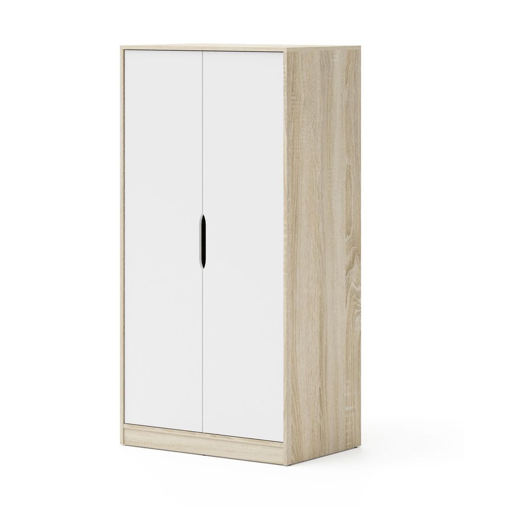 Kleiderschrank SAMOA FUJI - SONOMA EICHE / WEIß - Funktionaler Schrank 83,8 cm mit Regalböden und Kleiderstange