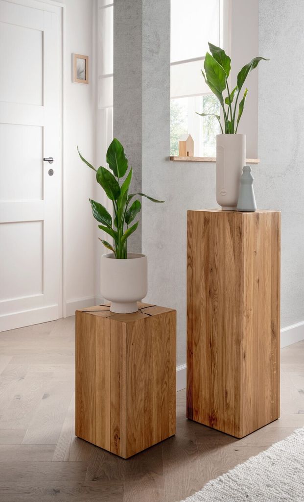 Hocker Set Wildeiche mit Hirnholz Massiv Geölt