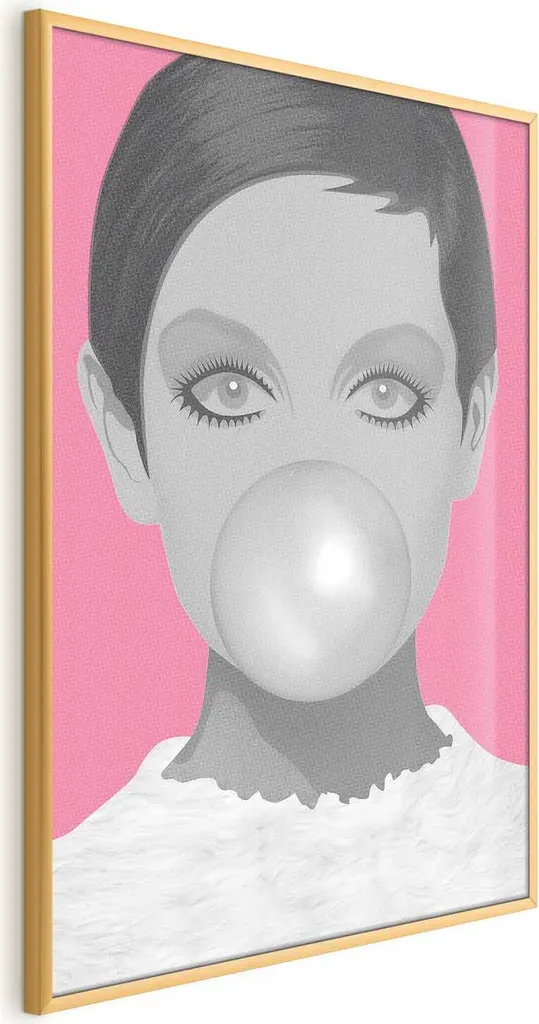Poster Pop Art Bolla di Gomma 60x90 con Cornice Dorata Elegante