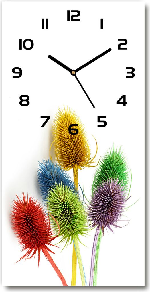 Wanduhr aus Glas – 30x60 cm - Glasbild - Glasuhr - Gehärtetes Glas -Distel