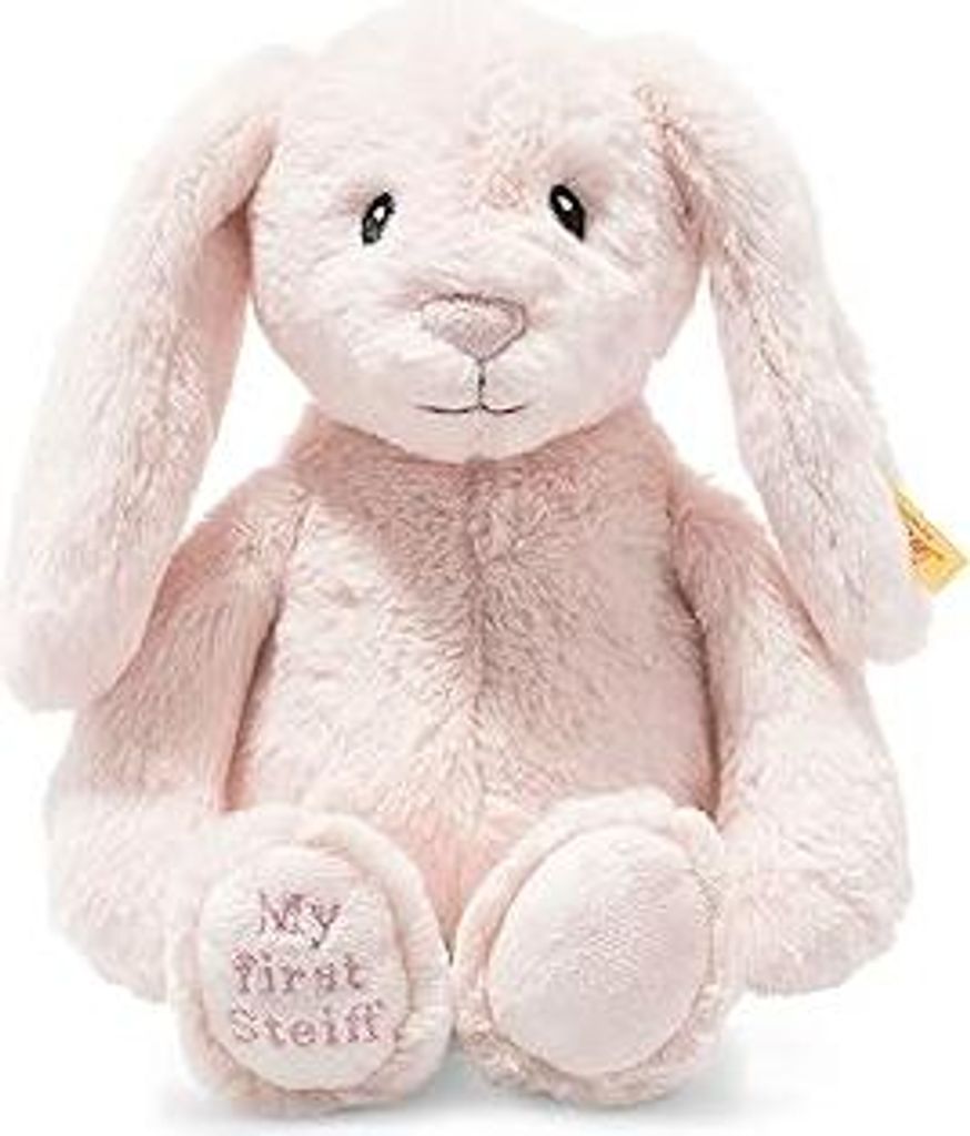 Steiff 242359 Soft Cuddly Friends My First Steiff Hoppie Hase - 26 cm - Kuscheltier für Babys - rosa (242359), rosa 150 g