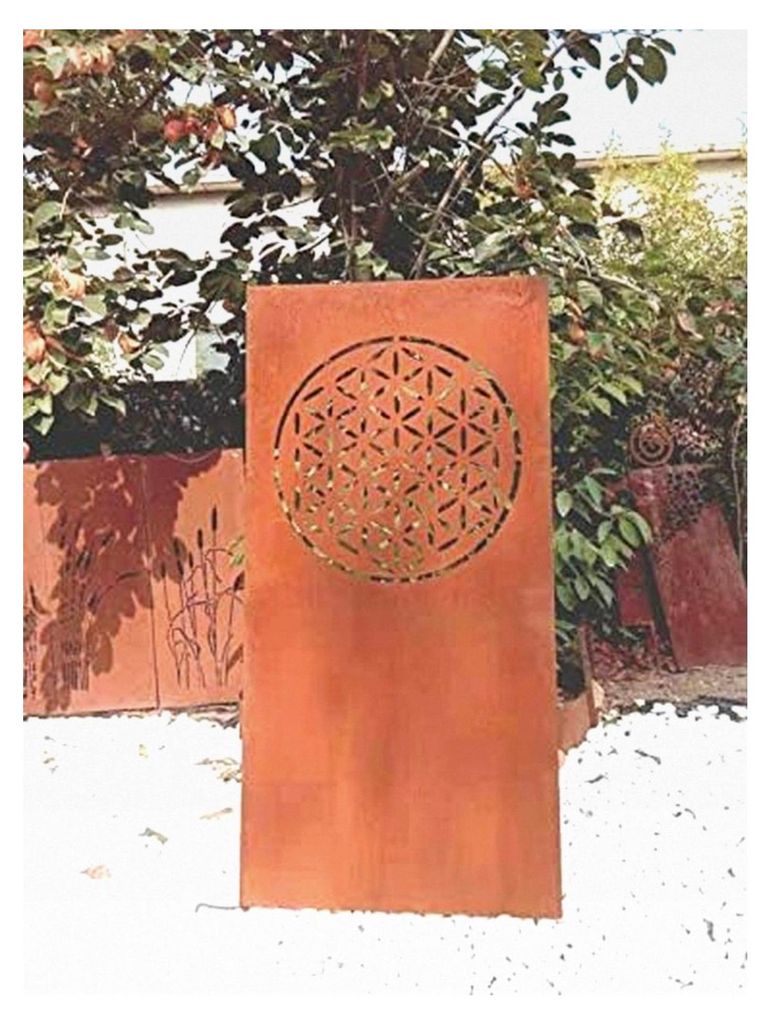 Edelrost Sichtschutzwand aus Metall 1mm für den Garten, Handarbeit, B75*H150cm