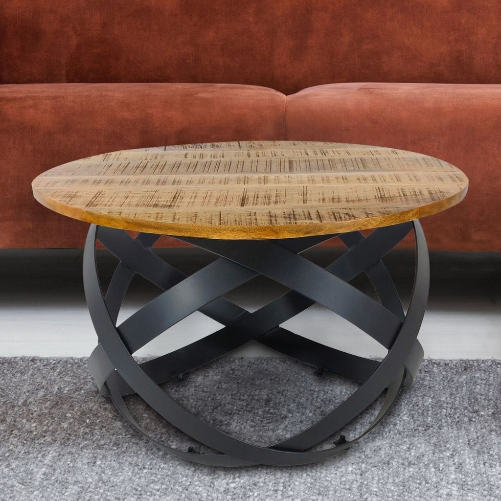 soma Beistelltisch Couchtisch rund Wohnzimmer Orbit Metall Gestell schwarz ø 55 cm