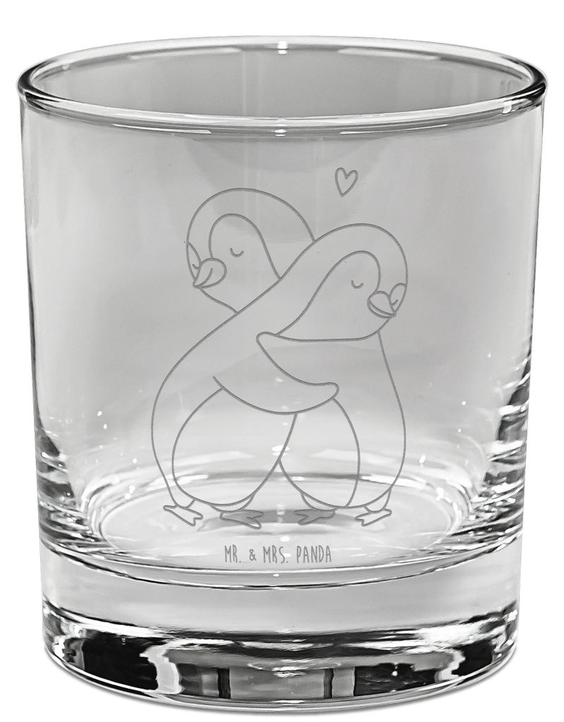 Mr. & Mrs. Panda Tumbler Pinguine Kuscheln - Transparent - Geschenk, Freundin, Mitbringsel, Valentinstag, Jahrestag, für Frauen, Old Fashioned Gla...