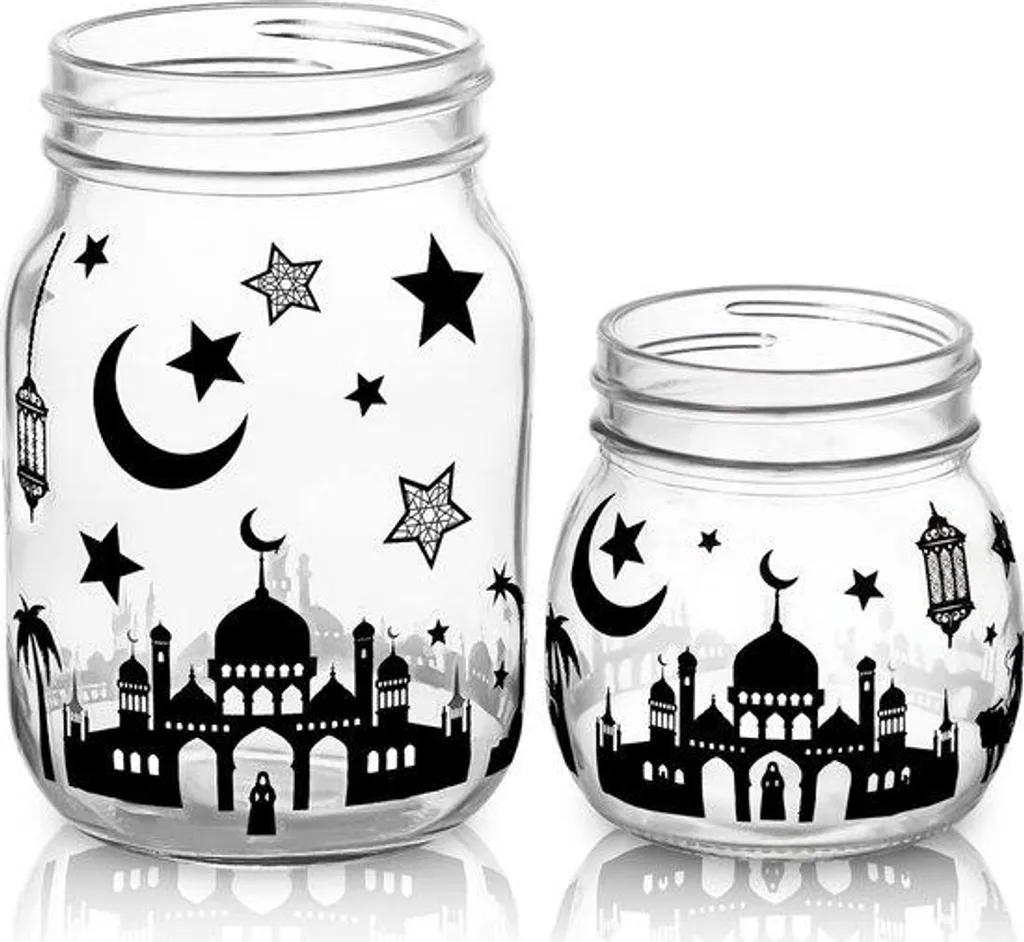 Stickers muraux Ramadan et Aïd en vinyle blanc - Lot de 2 calligraphies