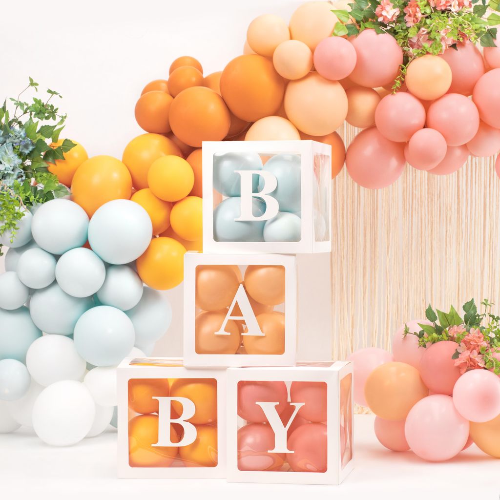 Boîtes pour ballons BABY blanches 30 x 30 cm, lot de 4 - Image du produit 