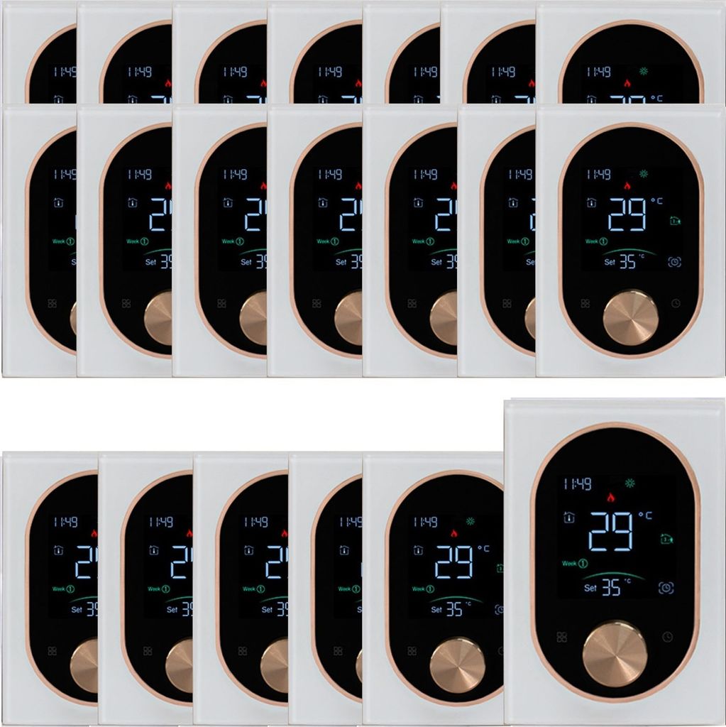 20x Digital Thermostat Smart Raumthermostat fuer Warmwasserbereitung Fussbodenheizung mit VA-Touchscreen, einstellbarem Knopf, 5+1+1 Wochenprogramm...