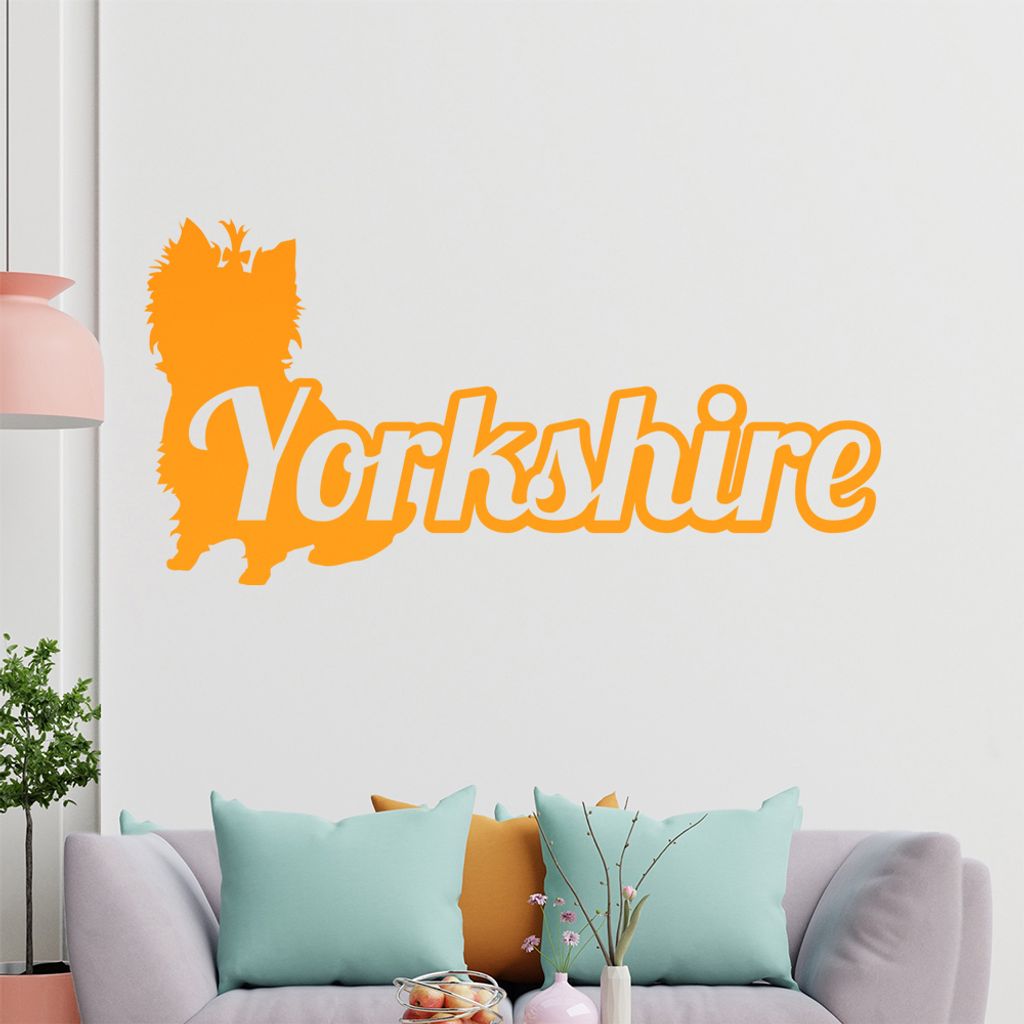 KIWISTAR Yorkshire mit Name Schrift Silhouette Wandtattoo in 6 Größen - Wandaufkleber Wall Sticker - Dekoration, Küche, Wohnzimmer, Schlafzimmer...