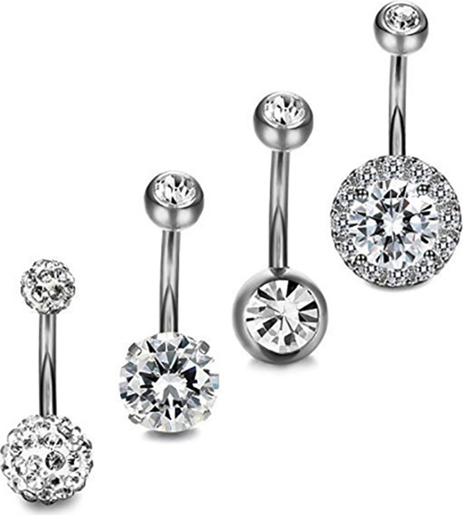 4 Teile/satz Frauen Strass Runde Kugel Barbell Bauchnabel Produktbild 