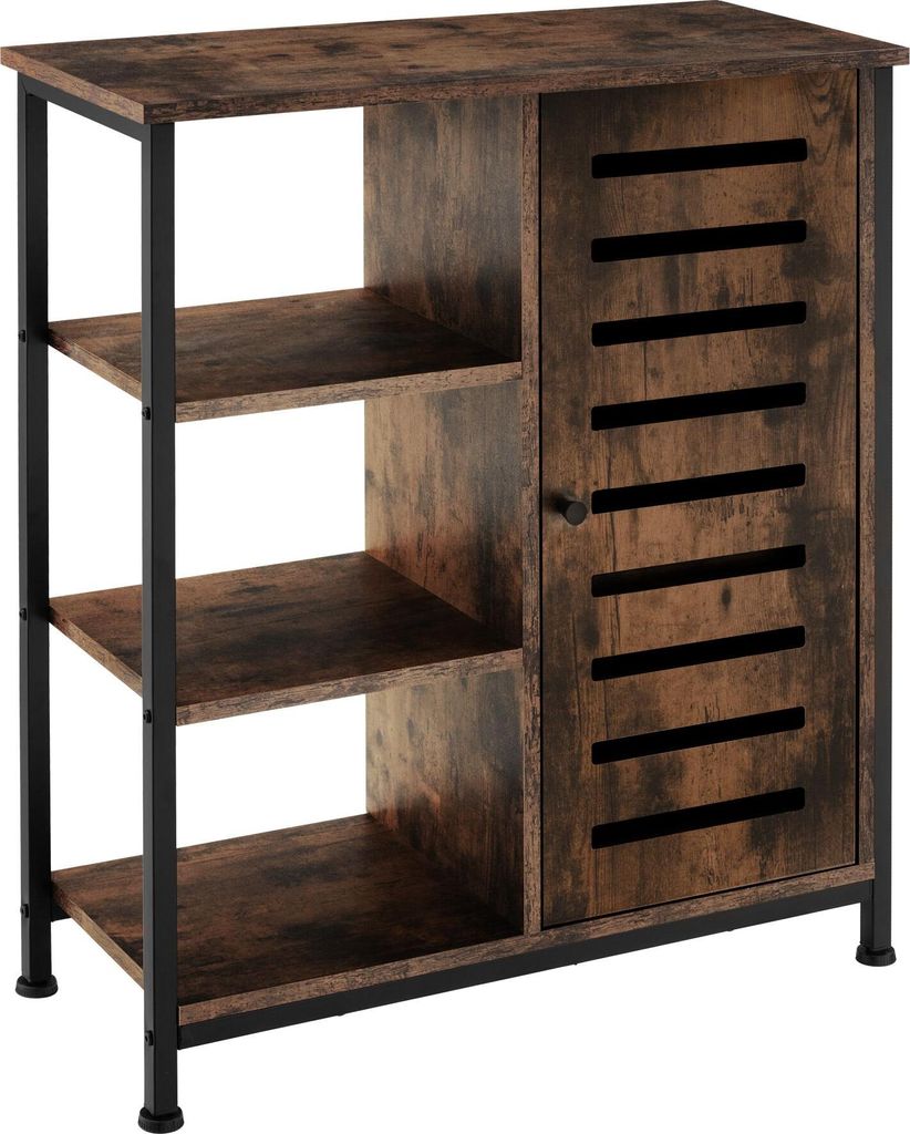 tectake Sideboard mit höhenverstellbaren Kunststofffüßen, 70 x 32 x 82 cm