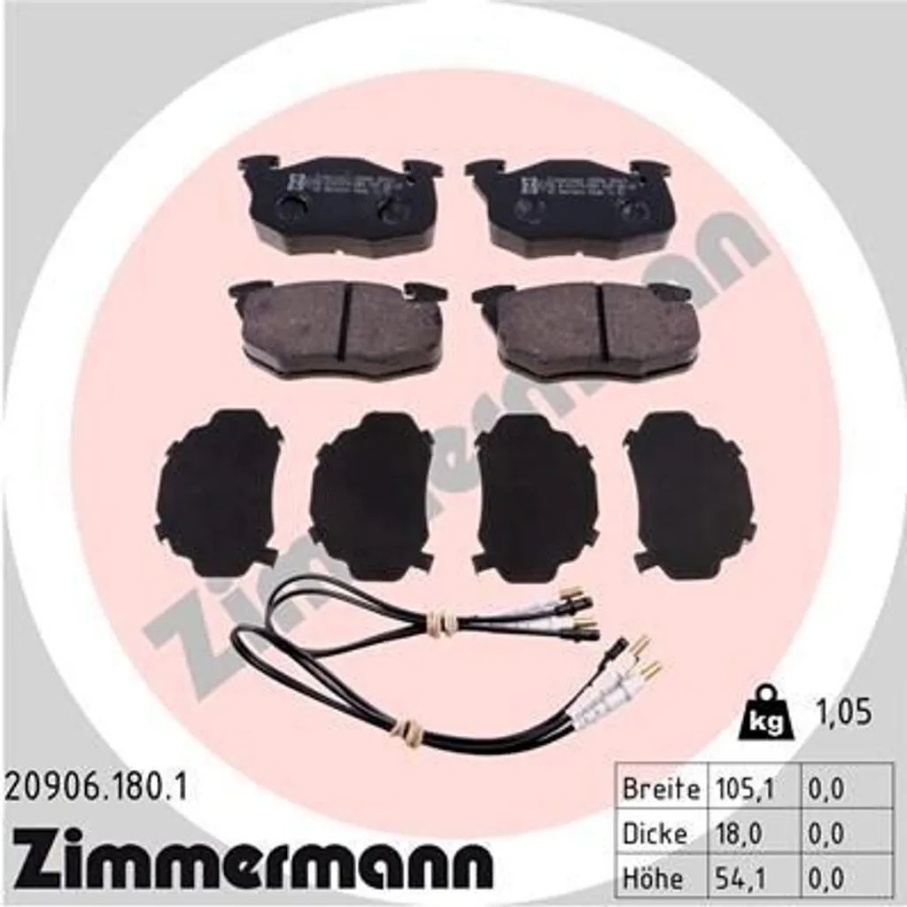 Plaquettes de frein à disque Zimmermann 20906.180.1 pour Peugeot 306 et ZX