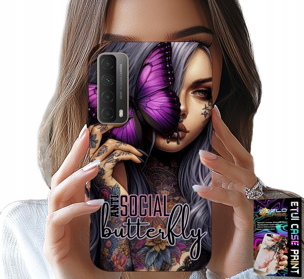 Fall Für Huawei P Smart 2021 - Anti Sozialen Schmetterling Rosa Schmetterling + Glas