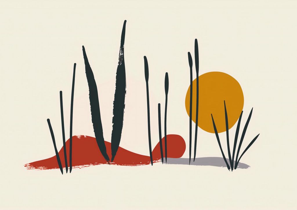 Plakat 42x29,7cm Schilfrohr bei Sonnenuntergang