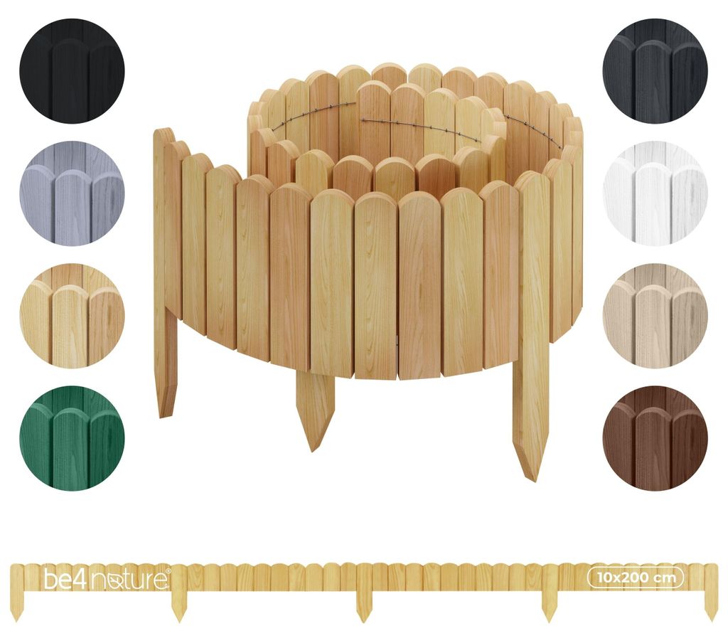 be4nature Bordure de jardin bois flexible 30 x 200 cm brun Image du produit 
