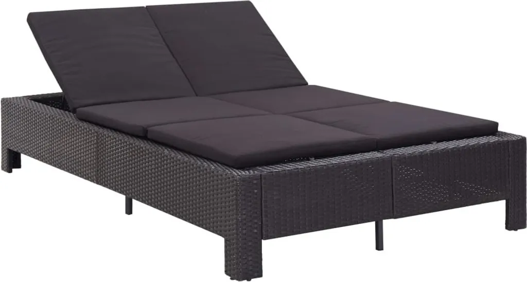 Salon de jardin : bain de soleil double noir pour piscine et terrasse