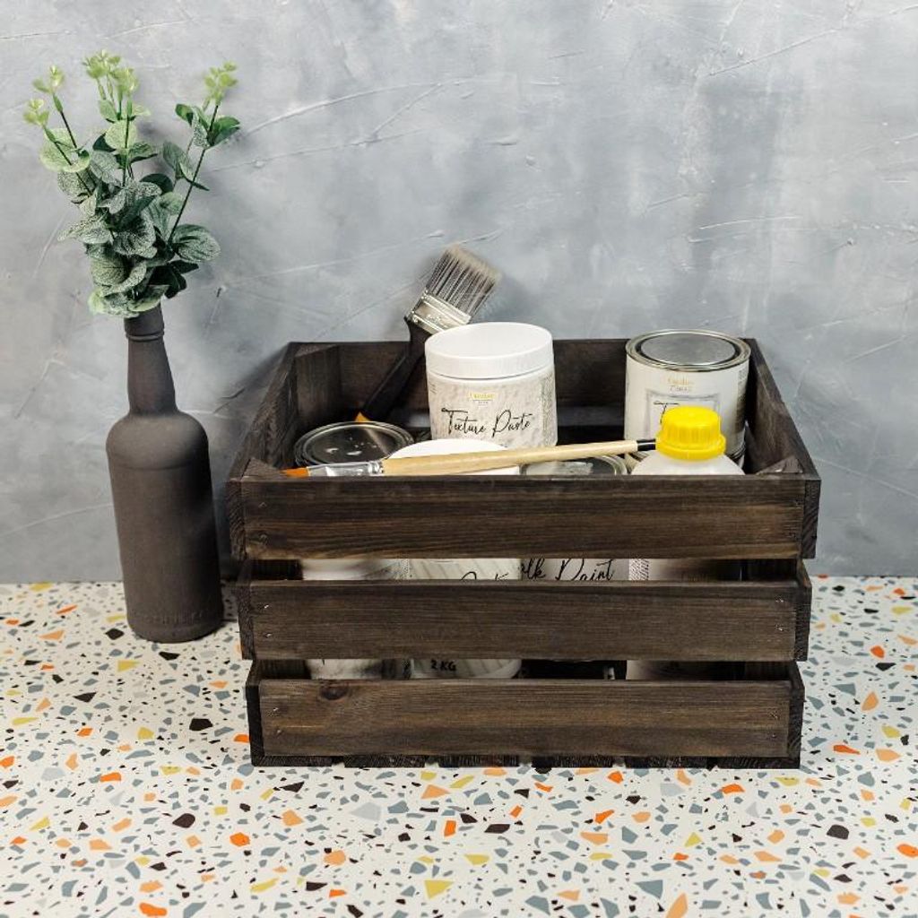 Creative Deco Kiste Holz Deko Holzkiste Schwarz - 40 x 30 x 23 cm - Geschliffen