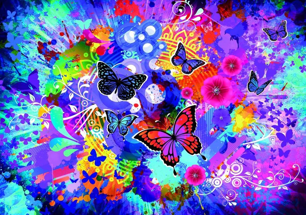 Grafika Puzzle bunte Blumen und Schmetterlinge - 1500 Teile Puzzle