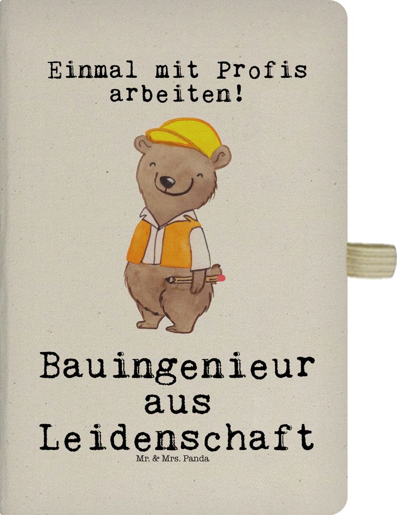 Mr. & Mrs. Panda Journal Bauingenieur Leidenschaft - Transparent - Geschenk, Notizheft, Baustelle, Statiker, Tagebuch, Kladde, notizbuch, A5, Lusti...