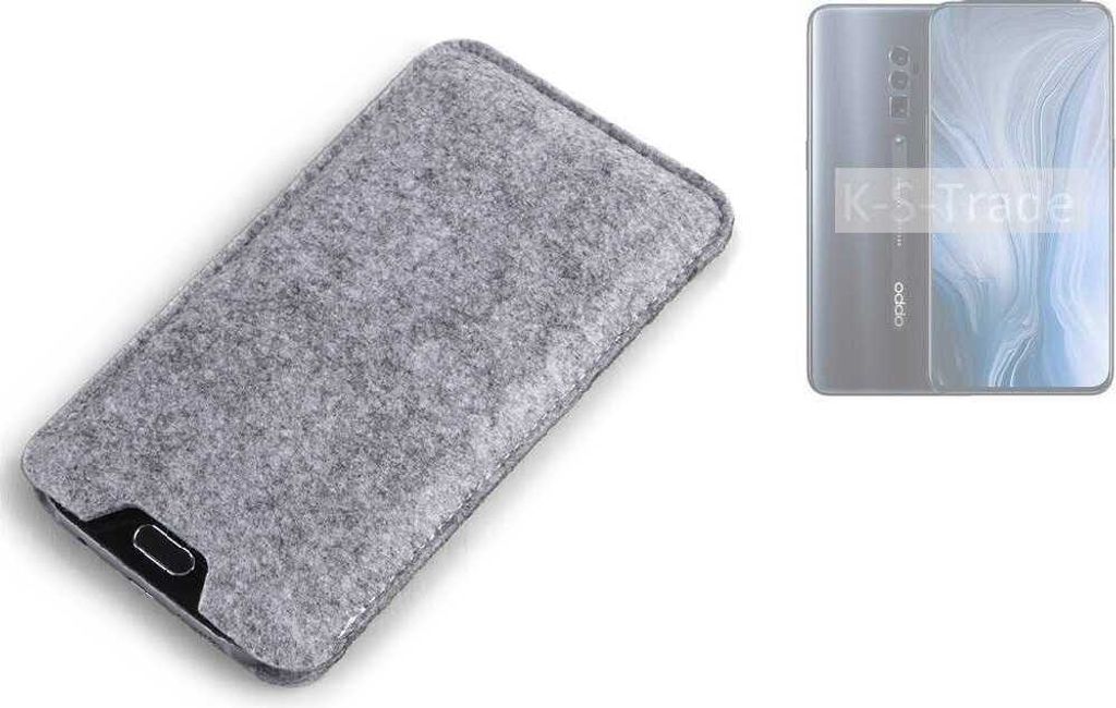 K-S-Trade Filz Handyhülle kompatibel mit Oppo Reno10 Global Schutzhülle Filztasche Filz Tasche Case Sleeve Handy Hülle Filzhülle grau