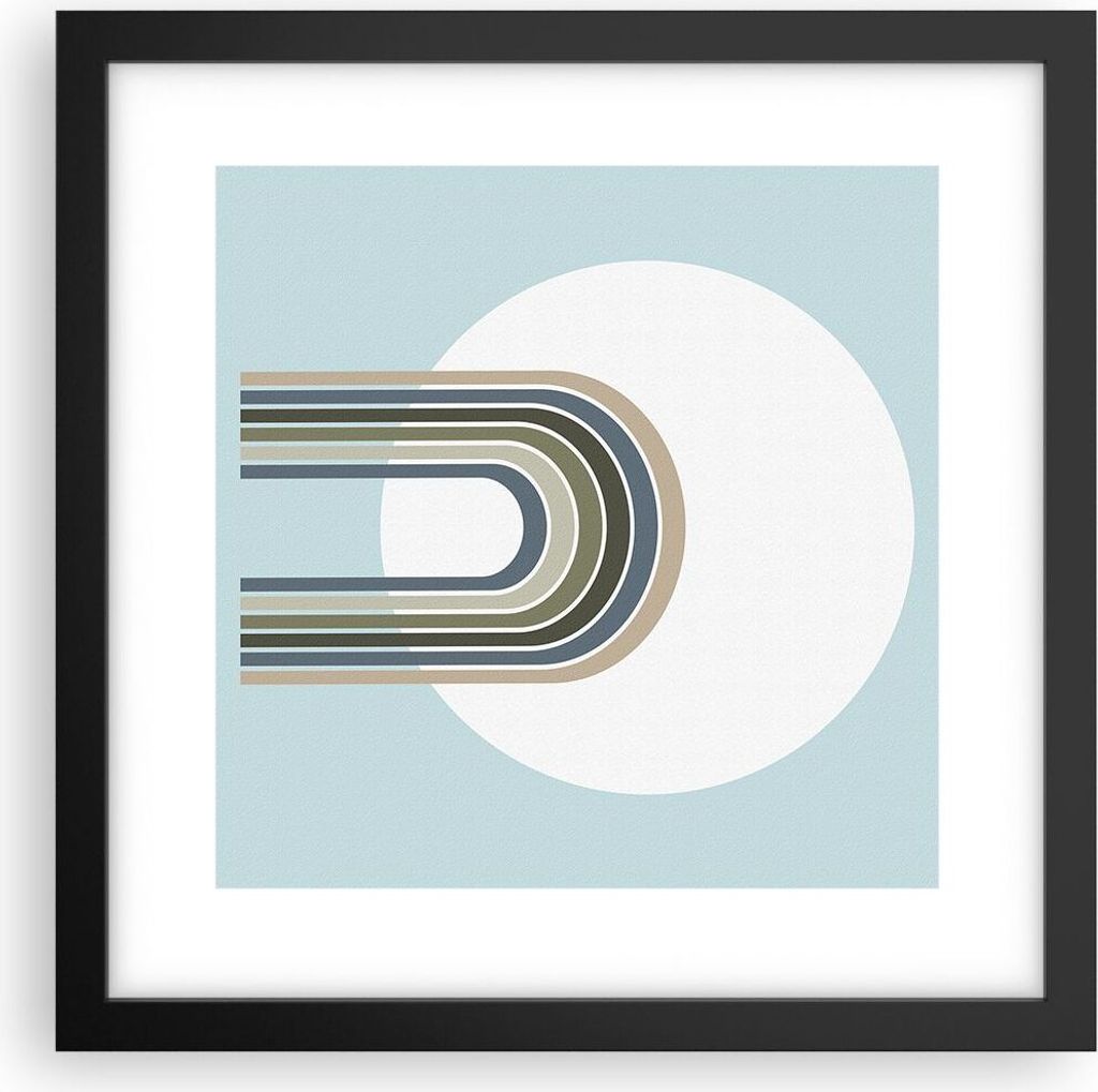 Gerahmtes Poster - Schwarzer Rahmen - Formen Rad Linien - 30x30 cm - Wand Bild - Wanddeko - Wandbilder - Kunstposter - Wandposter - Bilderrahmen - ...