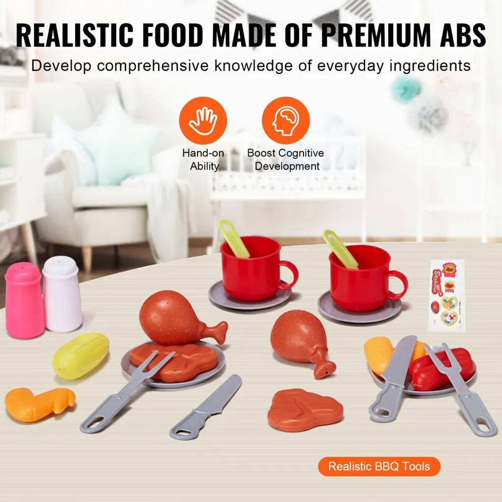 Jouet Barbecue Interactif – Set 21/27 Pièces Avec Gril, Ustensiles Et Aliments Réalistes – Jeu De Rôle Cuisine Enfant – Cadeau Anniversaire