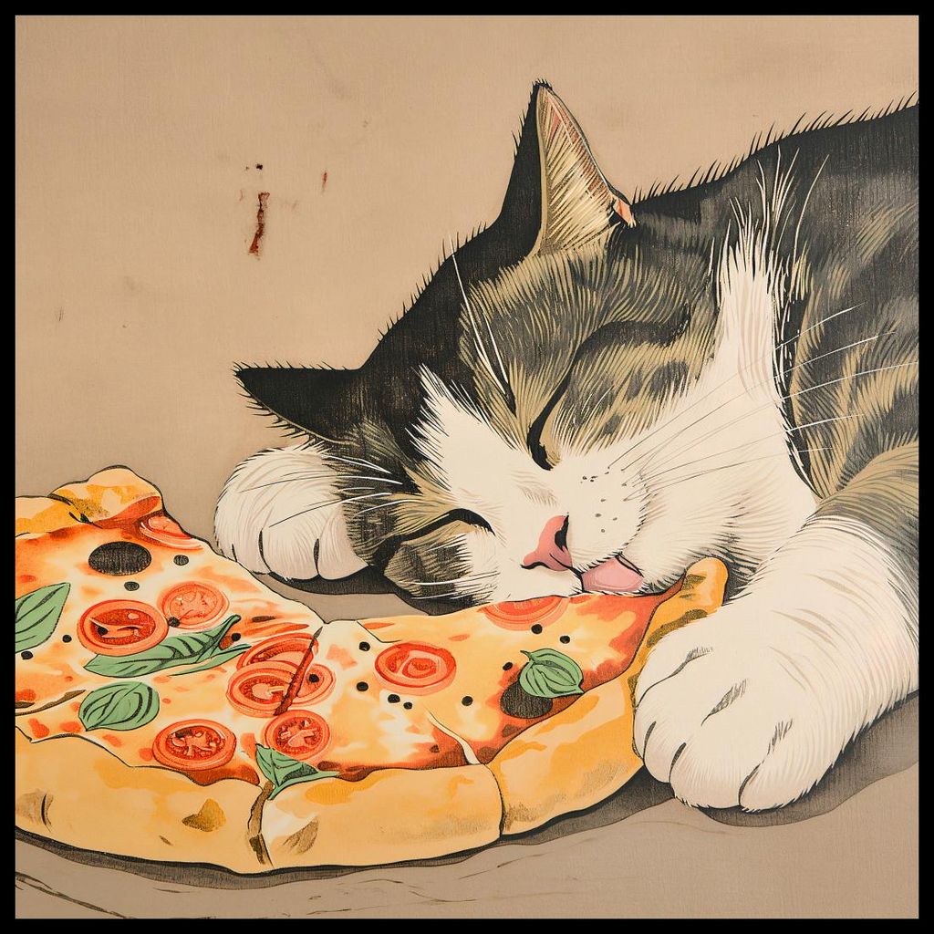 Plakat 90x90cm Pizza für die Katze