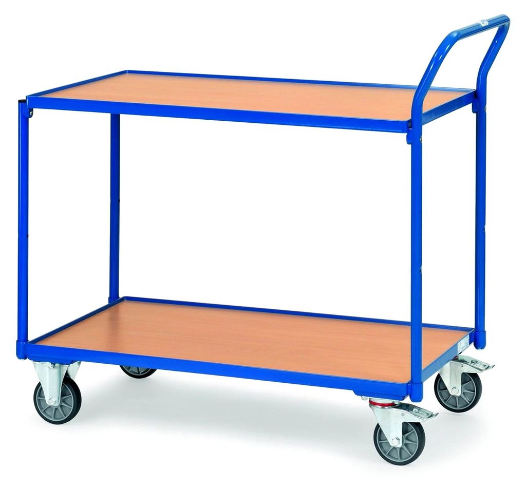 Transportgeräte Wagen Tablett Griff schräger Schneide, 2 randlos Plattformm, 850mm x 500mm