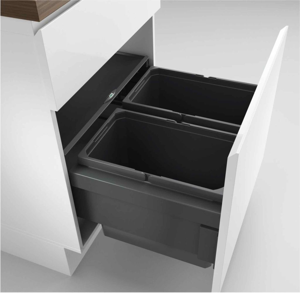 NABER Cox Base 360 S/600-2 Abfallsystem Vollauszug / Kunststoff / Anthrazit / 2x22 Liter