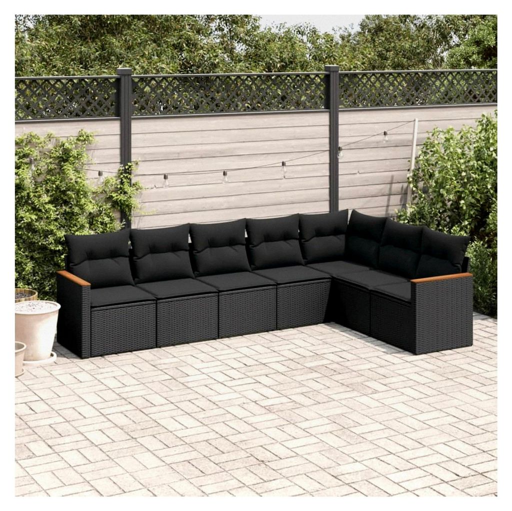 Ecklounge für den Balkon mit Stauraum, Gartenlounge für kleine Balkone, Rattan Sofa für den Außenbereich, Loungemöbel für den Balkon