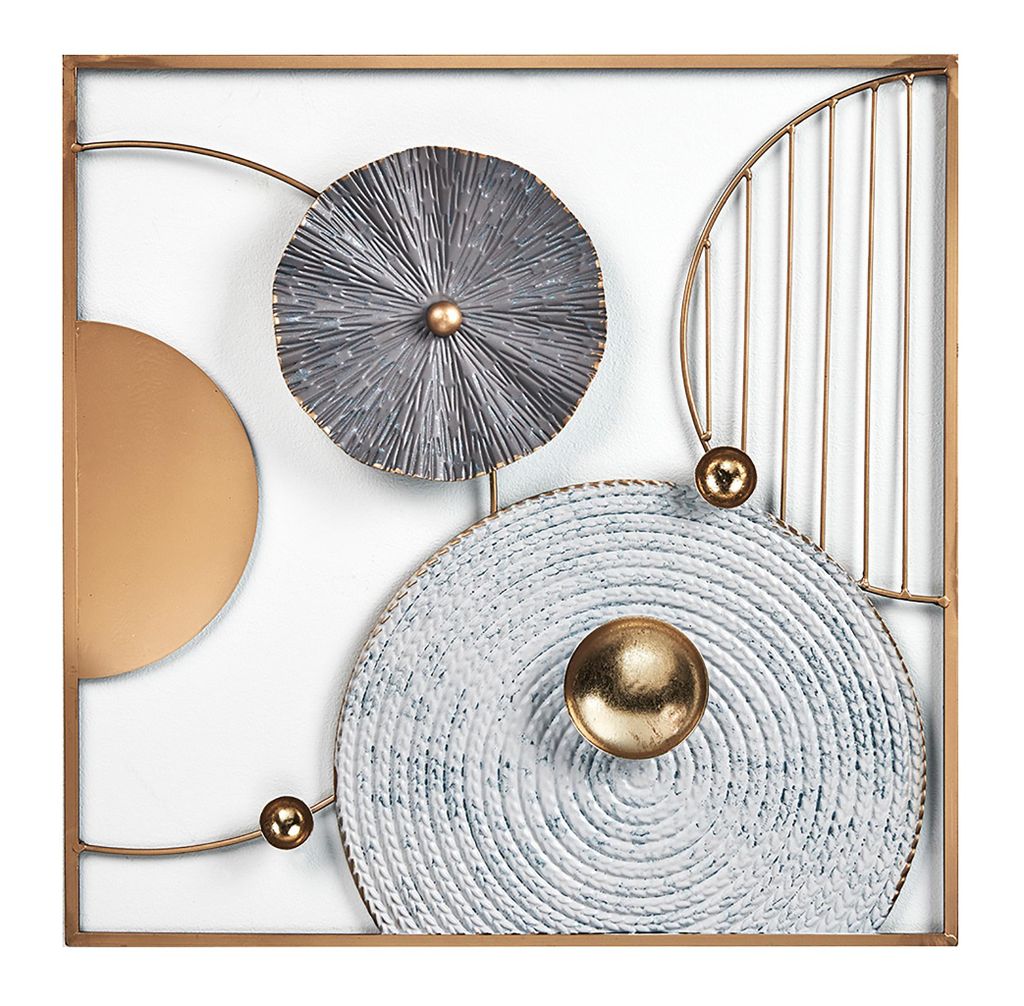 Kobolo Wandbild Metallbild Wanddeko - DALIO - aus Metall in gold - Kreise Wohndeko Einrichtung für Wohnzimmer Deko Wanddekoration Abstrakt Natur B...
