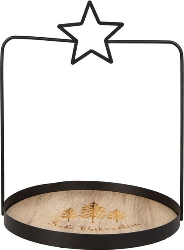 Dekotablett - Frohe Weihnachten - braun/schwarz - ca. 22,5 x 22 x 27 cm
