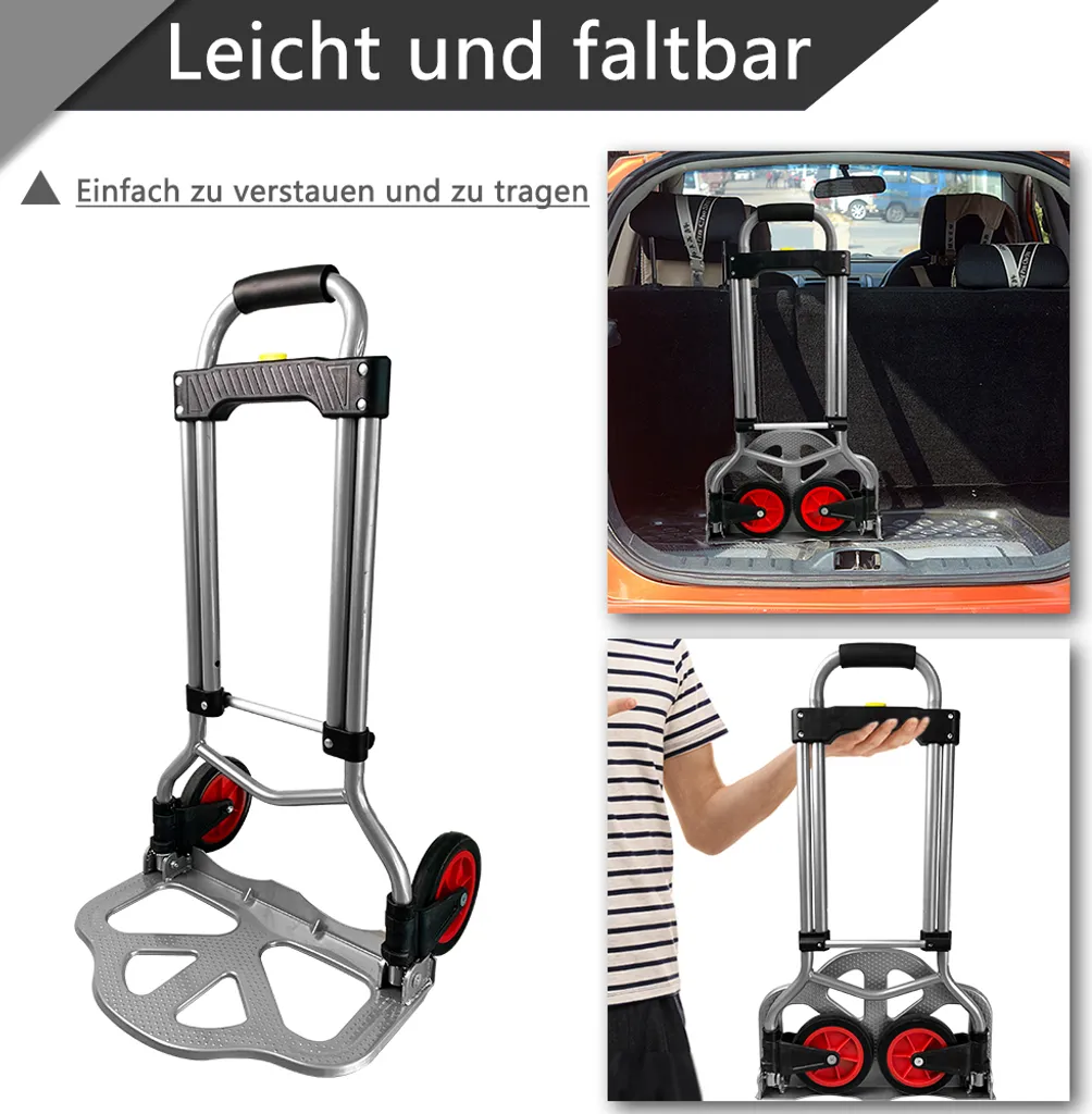 VA-Cerulean Diable Pliable 60kg Chariot à Bagages Manuel Bleu Azur - 8