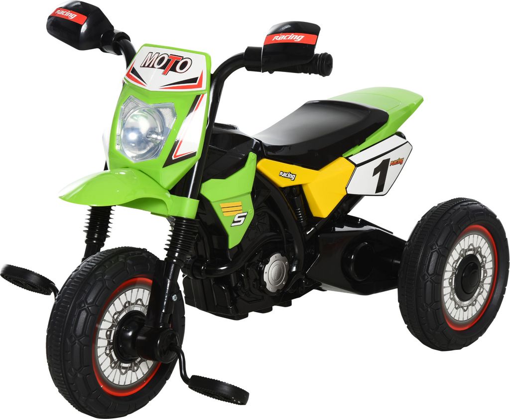 HOMCOM Aufsitzmotorrad für Kinder 18-36 Monate, Kinderdreirad, Kinderdreirad mit 3 Rädern, Beleuchtung und Musik, Belastung 20 kg, 71x40x51 cm, G...