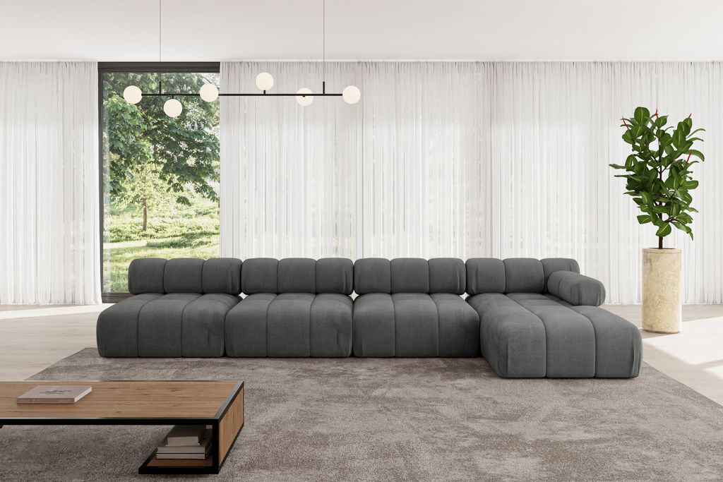 ALTDECOR Modulares Sofa Ecksofa in L-Form - Razon-L3 - 380x160x70 cm Dunkelgrau Corner modular Sofa Eckcouch Couch Wohnlandschaft Cauchsofa Polster...