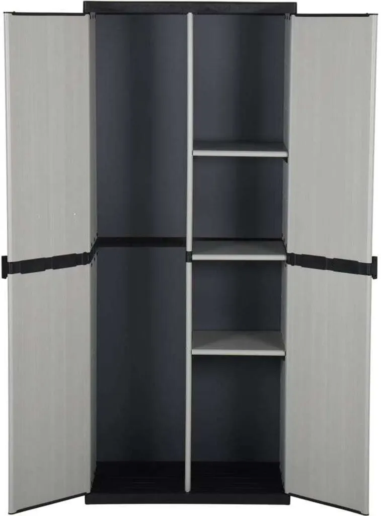 Mobiletto Esterno 3 Ripiani vidaXL 68x40x168 cm Grigio e Nero - 2