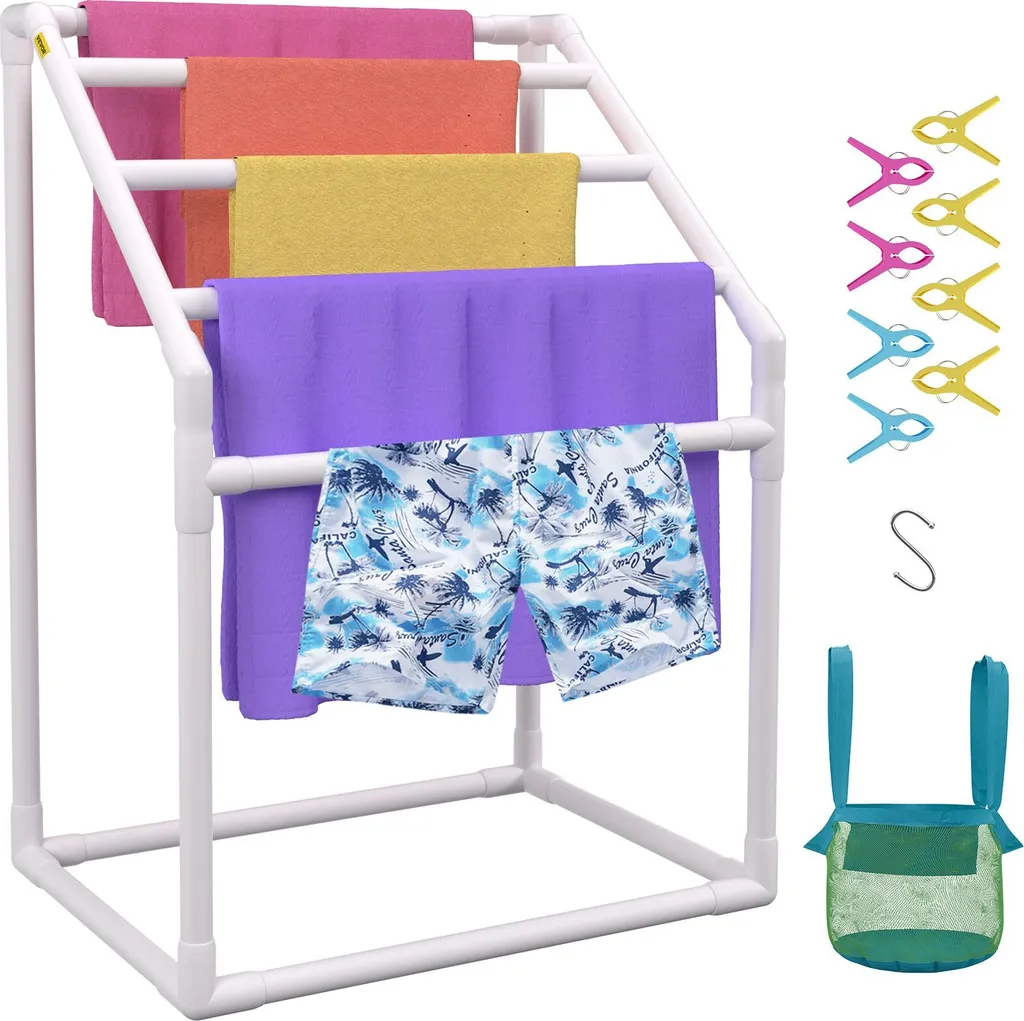Rastrelliera Portasciugamani PVC per Piscina - 5 Barre Salvaspazio