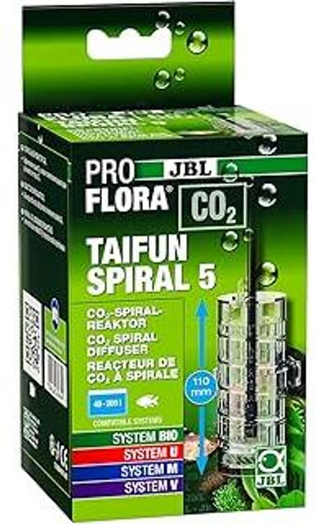JBL PROFLORA CO2 TAIFUN SPIRAL 5, CO2-Reaktor, Für Süßwasser-Aquarien bis 200 l, Inkl. Schlauch
