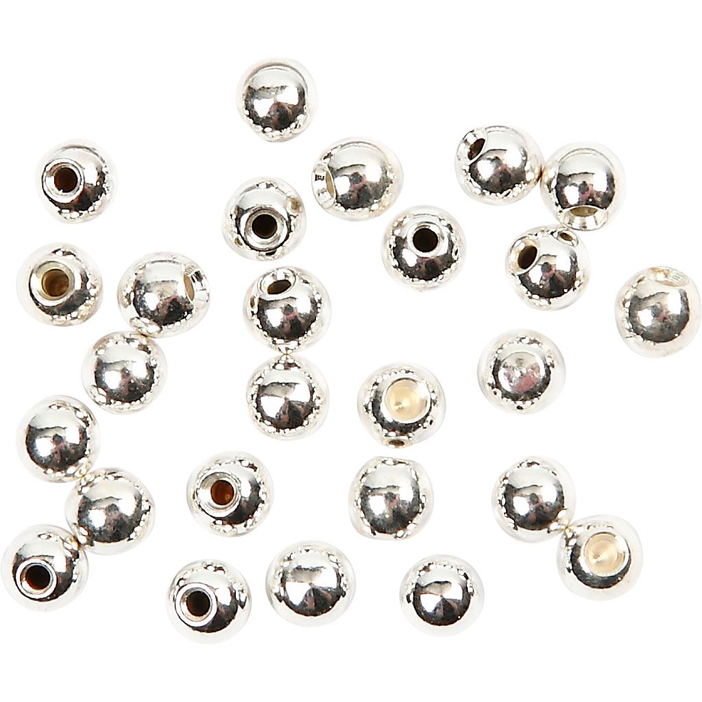 Creativ Company Endperlen für Memory-Draht, D 3 mm, Lochgröße 1 mm, versilbert, 20 Stück 1 Box