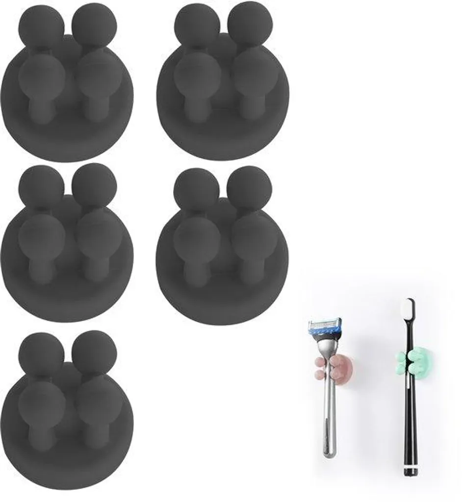 Crochet adhésif en silicone flexible lot de 5 pour salle de bain et cuisine
