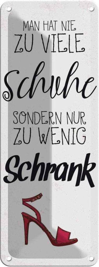 vianmo Blechschild 27x10 cm Schuhe nie zu viel Schrank wenig Spruch Zitat