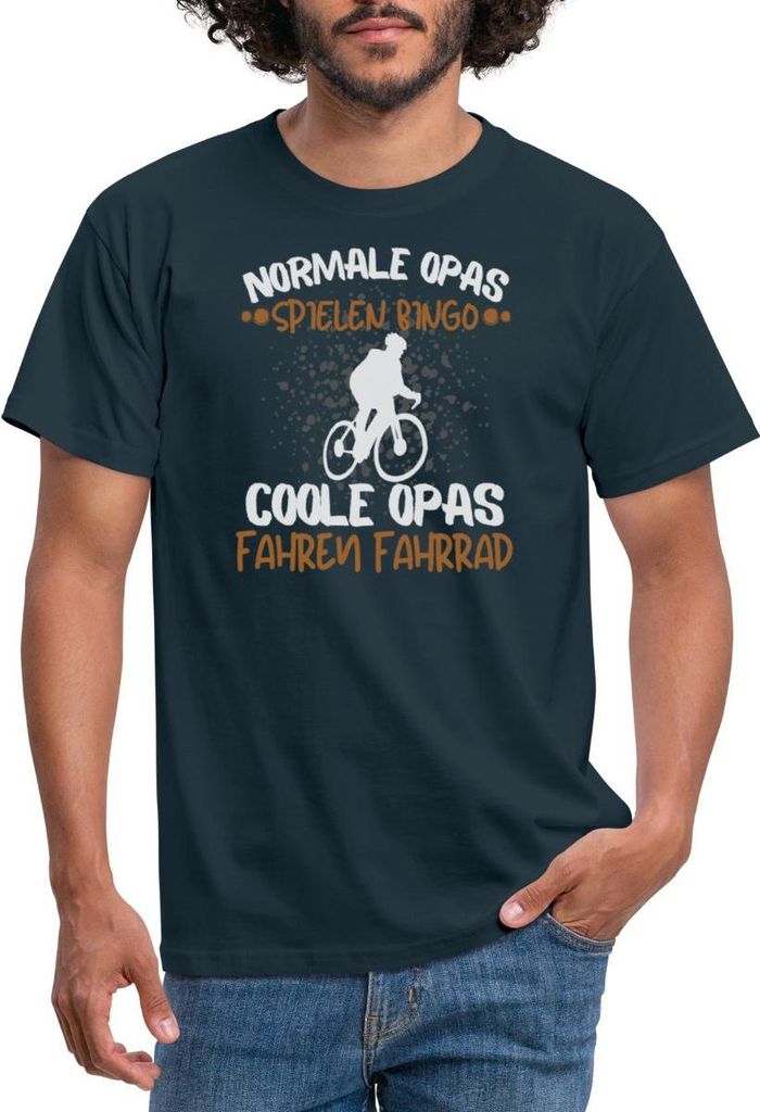 Spreadshirt Coole Opas Fahren Fahrrad Geschenkidee Geschenk Für Opa Großvater Männer T-Shirt, XL, Navy