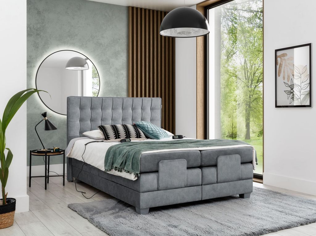 Elektrická polohovací postel 200x200 ZONA - tmavě šedá + Obrázek produktu 