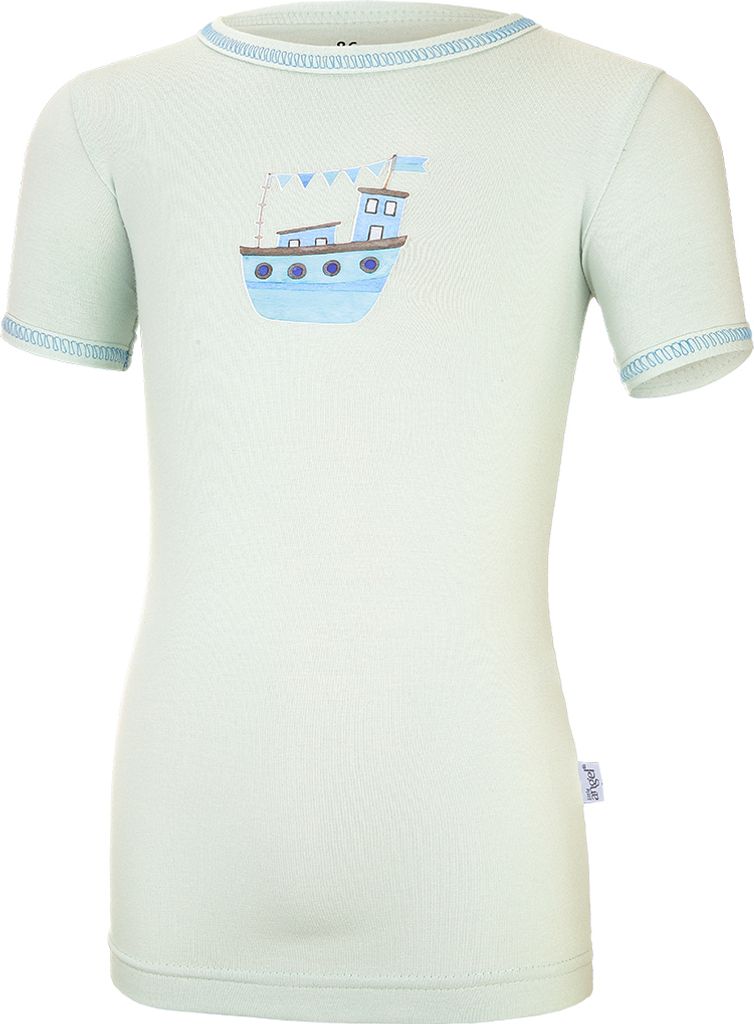 T-Shirt dünn kurzer Ärmel Motiv Outlast - Hellmint-Schiff, 116