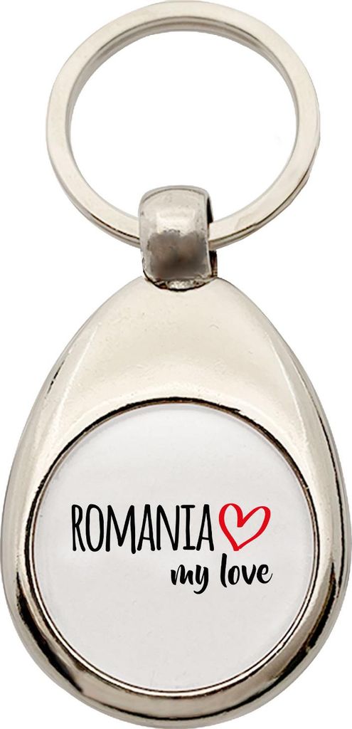 Huuraa Schlüsselanhänger Romania my love Metall Schlüsselring Einkaufswagenchip Geschenkidee