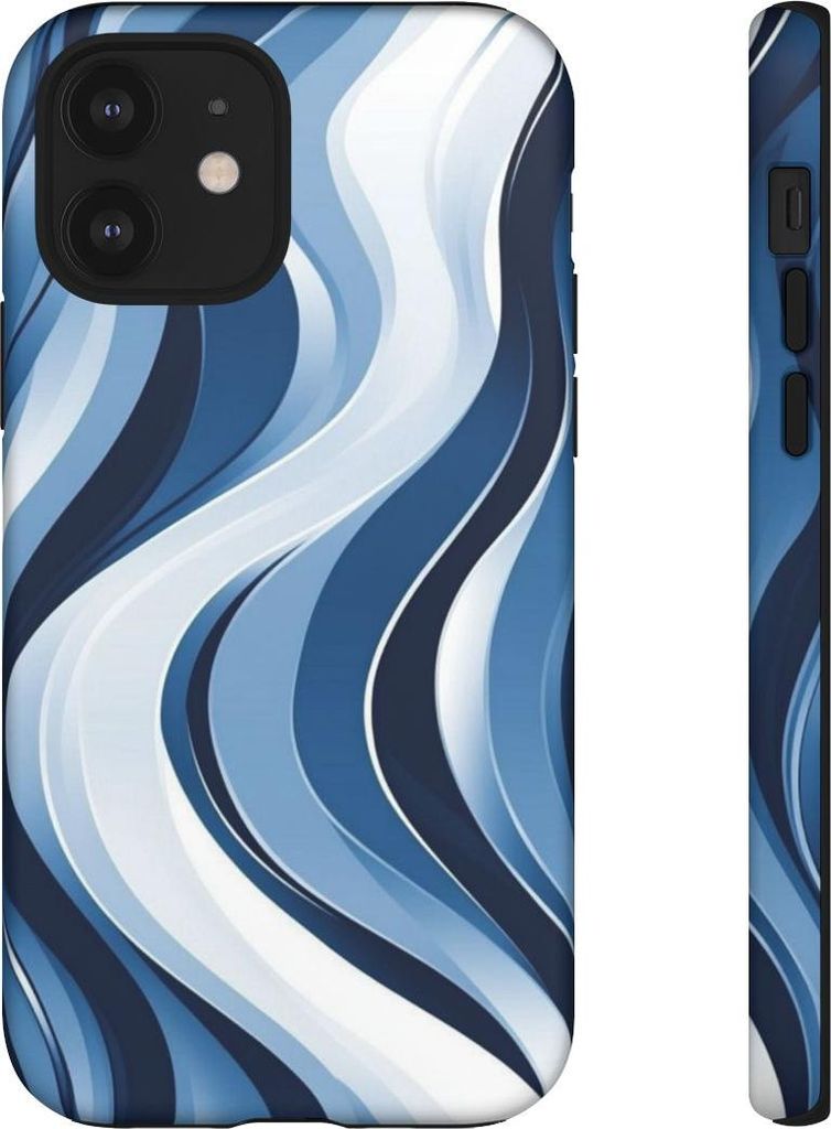 Modernes Wellenmuster in Blau – Handyhülle Kompatibel mit iPhone 12