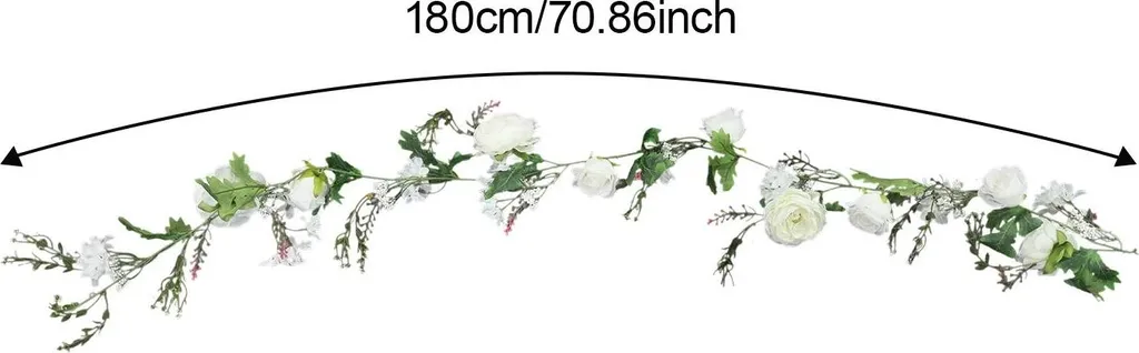 Couronne de fleurs blanches roses artificielles sans flétrissement - 2